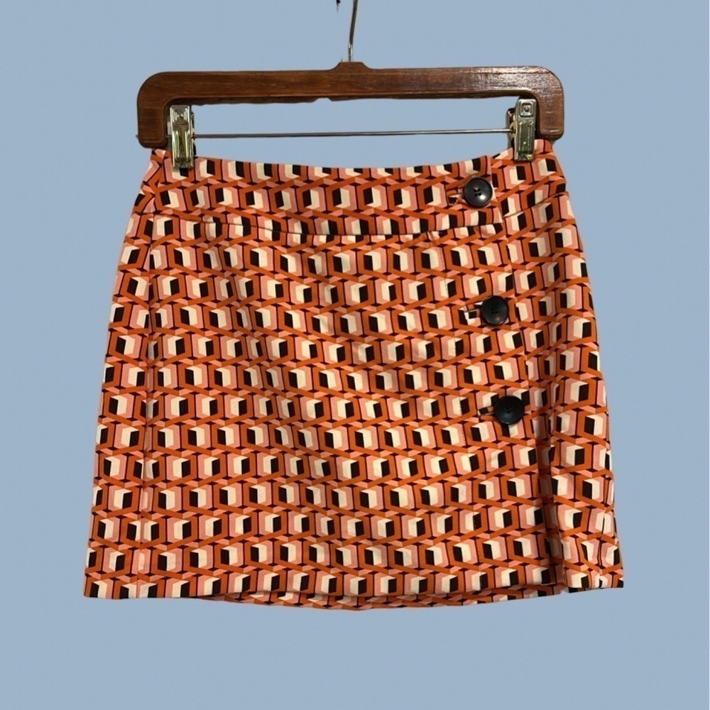 BERSHKA NEW geometric abstract print with side zipper closure and front buttons